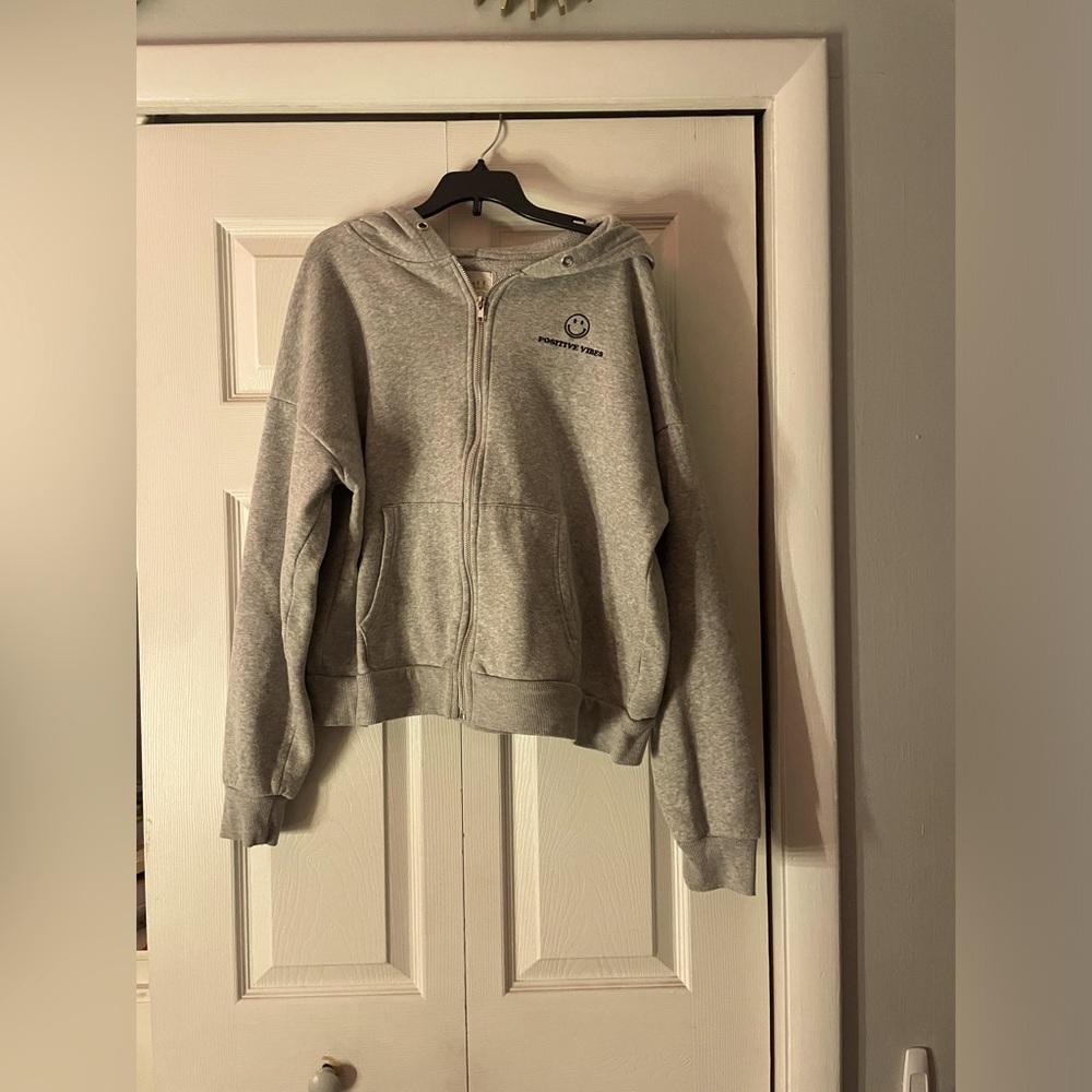 Gray zip up